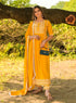Yellow Panelled Printed A-Line Rayon Kurta Suit Set