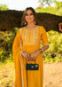 Yellow Panelled Printed A-Line Rayon Kurta Suit Set
