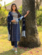 Navy Blue Panelled Straight Cotton Kurta Suit Set