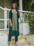 Green Panelled Straight Cotton Kurta Suit Set