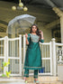 Green Silk Embroidered Aari Work Straight Kurta Suit Set