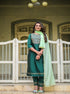 Green Silk Embroidered Aari Work Straight Kurta Suit Set