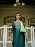Green Silk Embroidered Aari Work Straight Kurta Suit Set