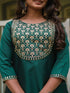 Green Silk Embroidered Aari Work Straight Kurta Suit Set