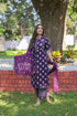 Purple Rayon Printed Straight Kurta Suit Set