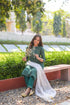 Green Cotton Blend Straight Kurta Suit Set