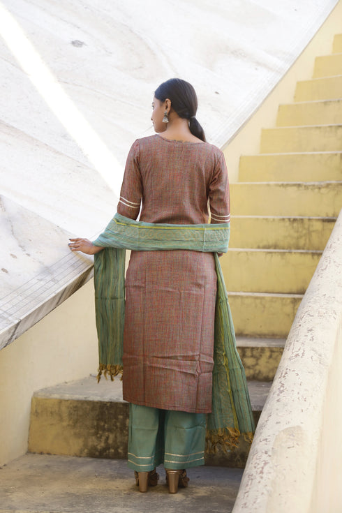 Embroidery Kurta, palazzo With dupatta set