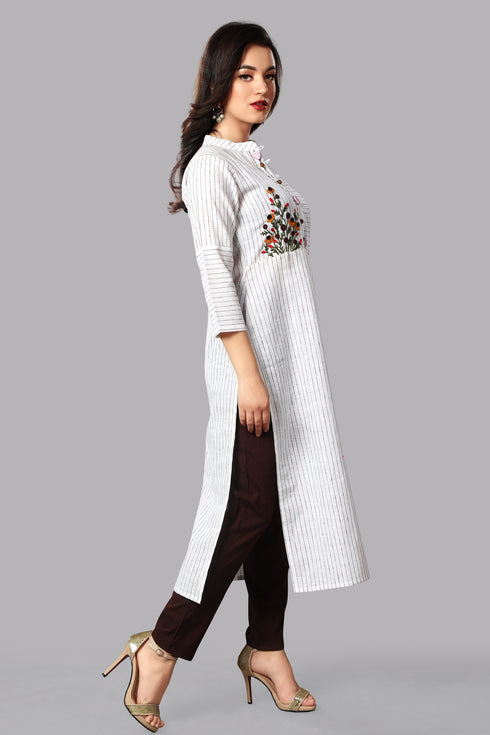 Women Straight Casual Kurta With Pocket