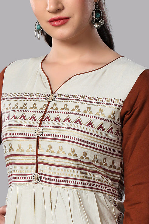 Women Printed Maxi Style Rayon Foil Kurta – Chiku