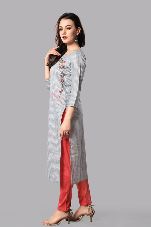 Women Straight Kurta With Smart Hand Work