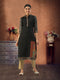 Women Woven Design Poly Chanderi A-line Kurta (Black)