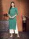 Vaaba Green Solid Straight Kurta
