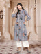 Grey Floral Printed Casual Kurta