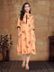 Women Foil Printed Orange Casual Daily Wear Kurta