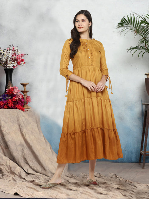 Polyester shaded flared maxi dress