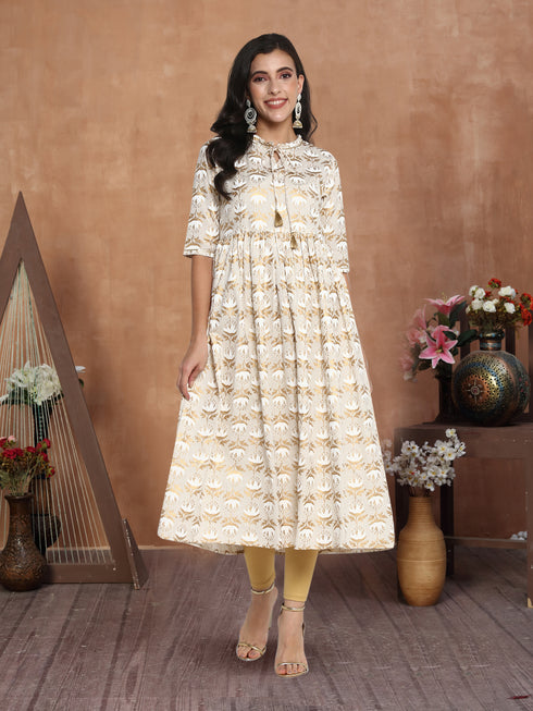 Women Printed Cotton Blend A-line Kurta