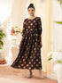 Women Rayon Satin Foil Printed Straight Kurta