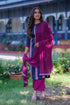 Maroon Satin Printed Round Neck Kurta Suit Set