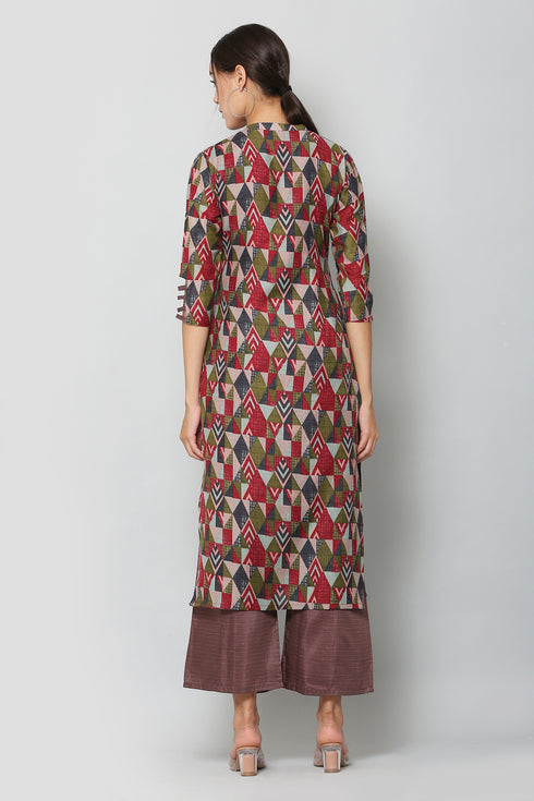 Women Kurta and Palazzo Set Muslin – Brown