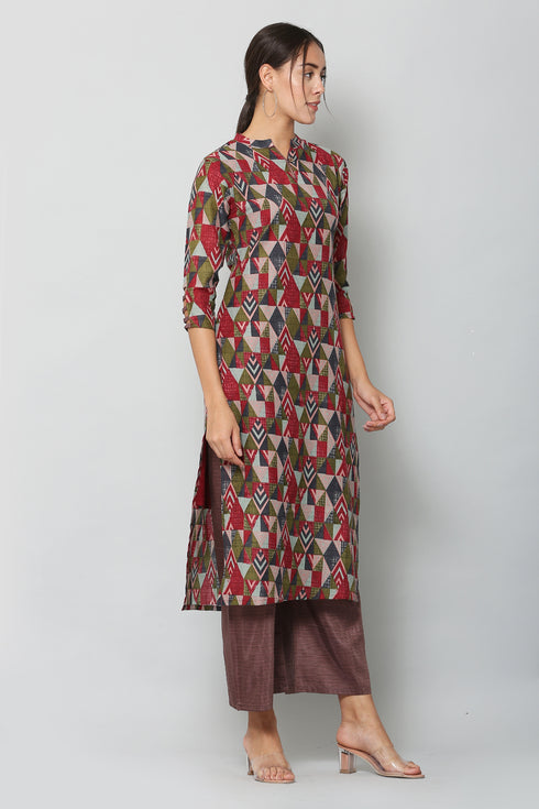 Women Kurta and Palazzo Set Muslin – Brown