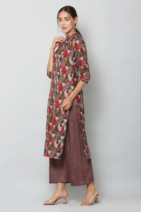 Women Kurta and Palazzo Set Muslin – Brown