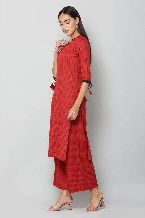 Women Kurta and Palazzo Set Cotton Blend