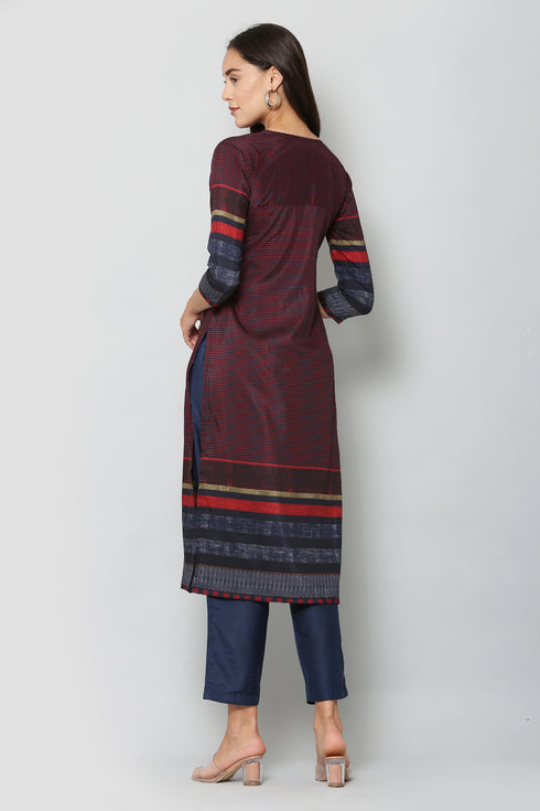 Women Kurta and Pant Set Muslin – Blue