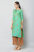 Women Kurta and Palazzo Set Muslin (Green)