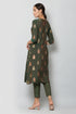 Women Kurta and Pant Set Muslin – Green