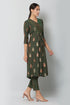 Women Kurta and Pant Set Muslin – Green