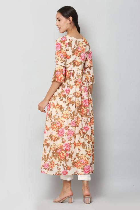 Women Kurta and Pant Set Cotton Blend