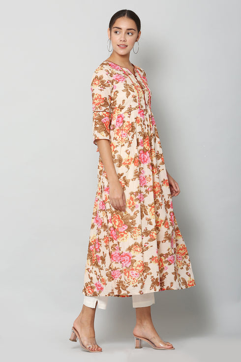 Women Kurta and Pant Set Cotton Blend