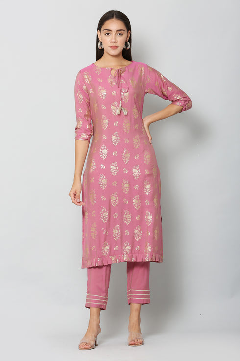 Women Kurta and Pant Set Muslin