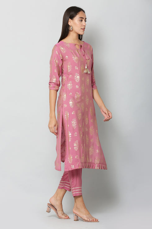 Women Kurta and Pant Set Muslin