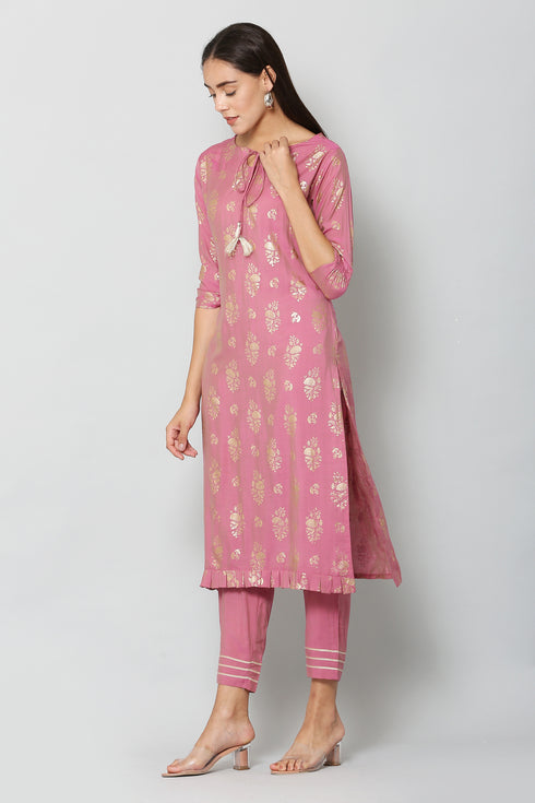 Women Kurta and Pant Set Muslin