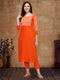 Women Sifly Work Kurta and Pant Set - Orange