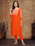 Women Sifly Work Kurta and Pant Set - Orange