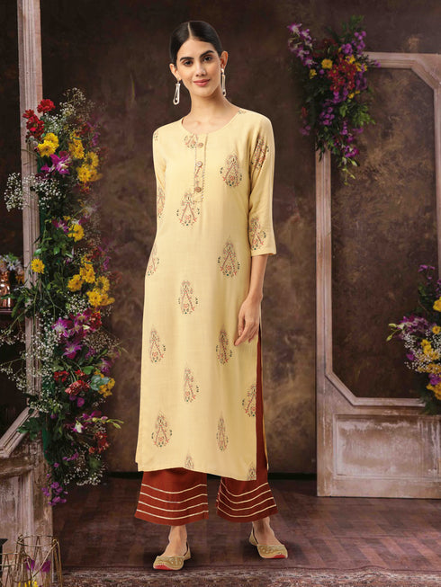 Women Floral Print Rayon A-line Kurta set