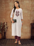 White Cotton Embroidery Kurta and Pant Set