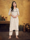 Women Cotton Checkered A Line Kurta Trouser Set