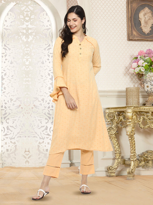 Women Viscose Blend Self Design Kurta Trouser Set