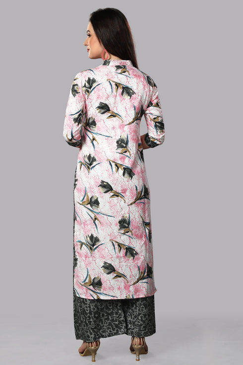 Women Printed Rayon Foil With Dupatta Kurta Set