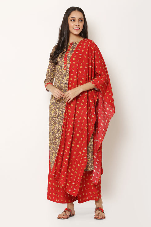 Women Printed Kurta Set With Duptta