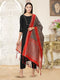 Vaaba Rayon Blend Kurta Set With Dupatta - Black