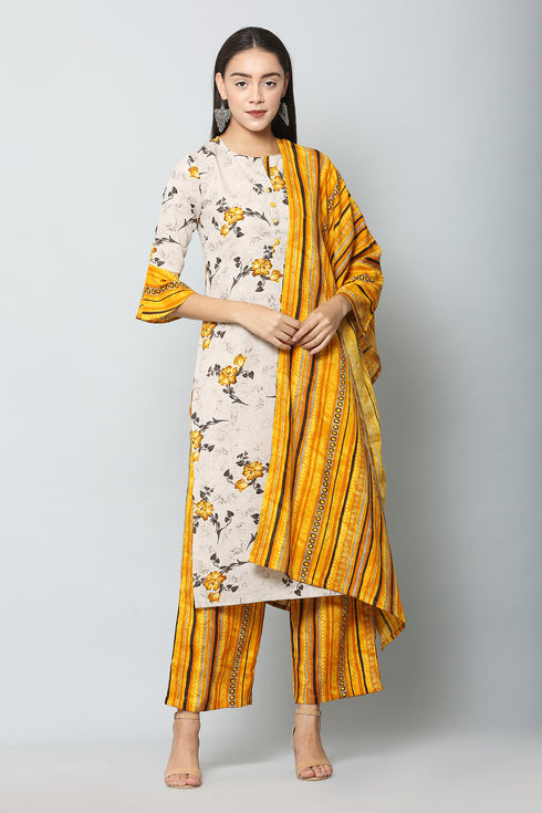 Women Kurta and Palazzo Set Rayon – Mustard