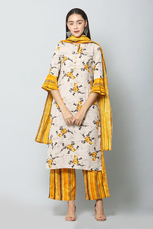 Women Kurta and Palazzo Set Rayon – Mustard