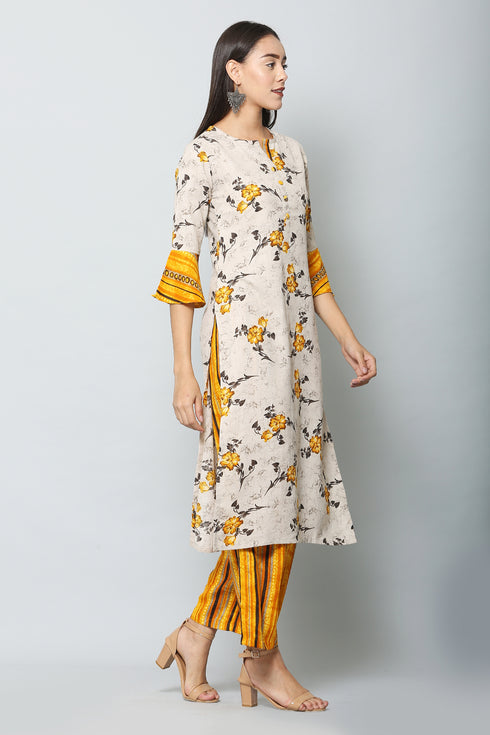 Women Kurta and Palazzo Set Rayon – Mustard