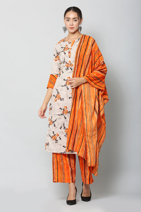 Women Kurta and Palazzo Set Rayon – Orange