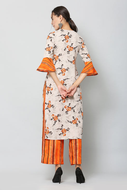 Women Kurta and Palazzo Set Rayon – Orange