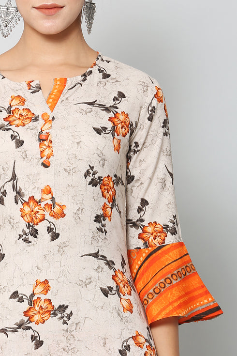 Women Kurta and Palazzo Set Rayon – Orange